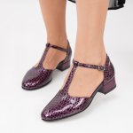 Természetes bőr sarkú cipő Fredie2 Purple