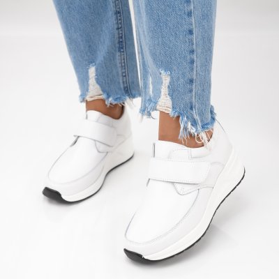 Bőr Platform Cipők Denpasa White