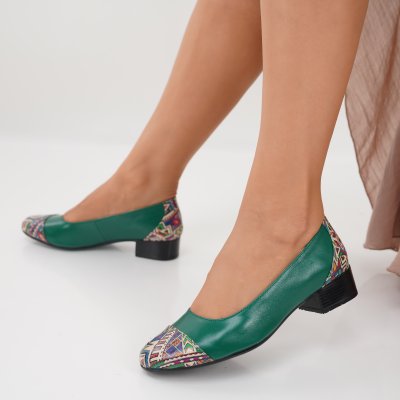 Természetes bőr sarkú cipő Irem Green