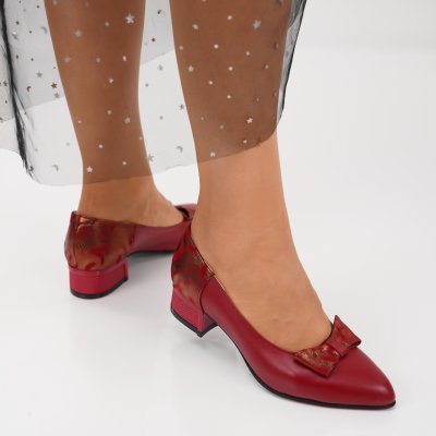 Természetes bőr sarkú cipő Sierra Red