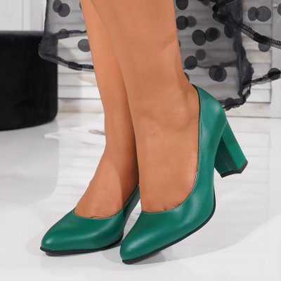 Természetes bőr sarkú cipő Rize2 Green