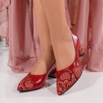 Természetes bőr sarkú cipő Hanny Red