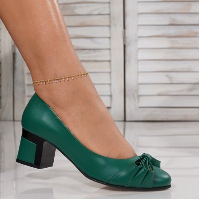 Természetes bőr sarkú cipő Doll Green