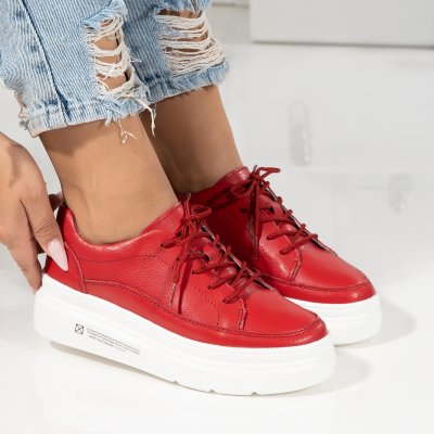Bőrcipő Pastel Red